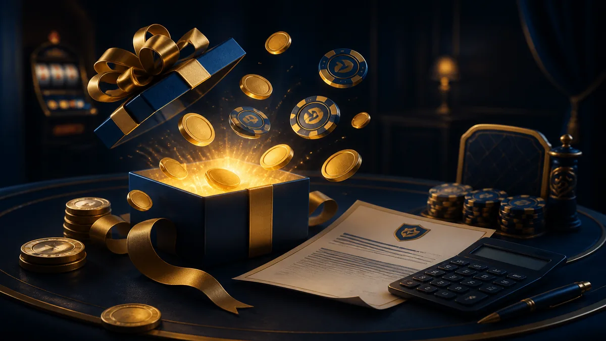 LolaJack bonus guide showing casino chips, gift boxes and free-spin symbols